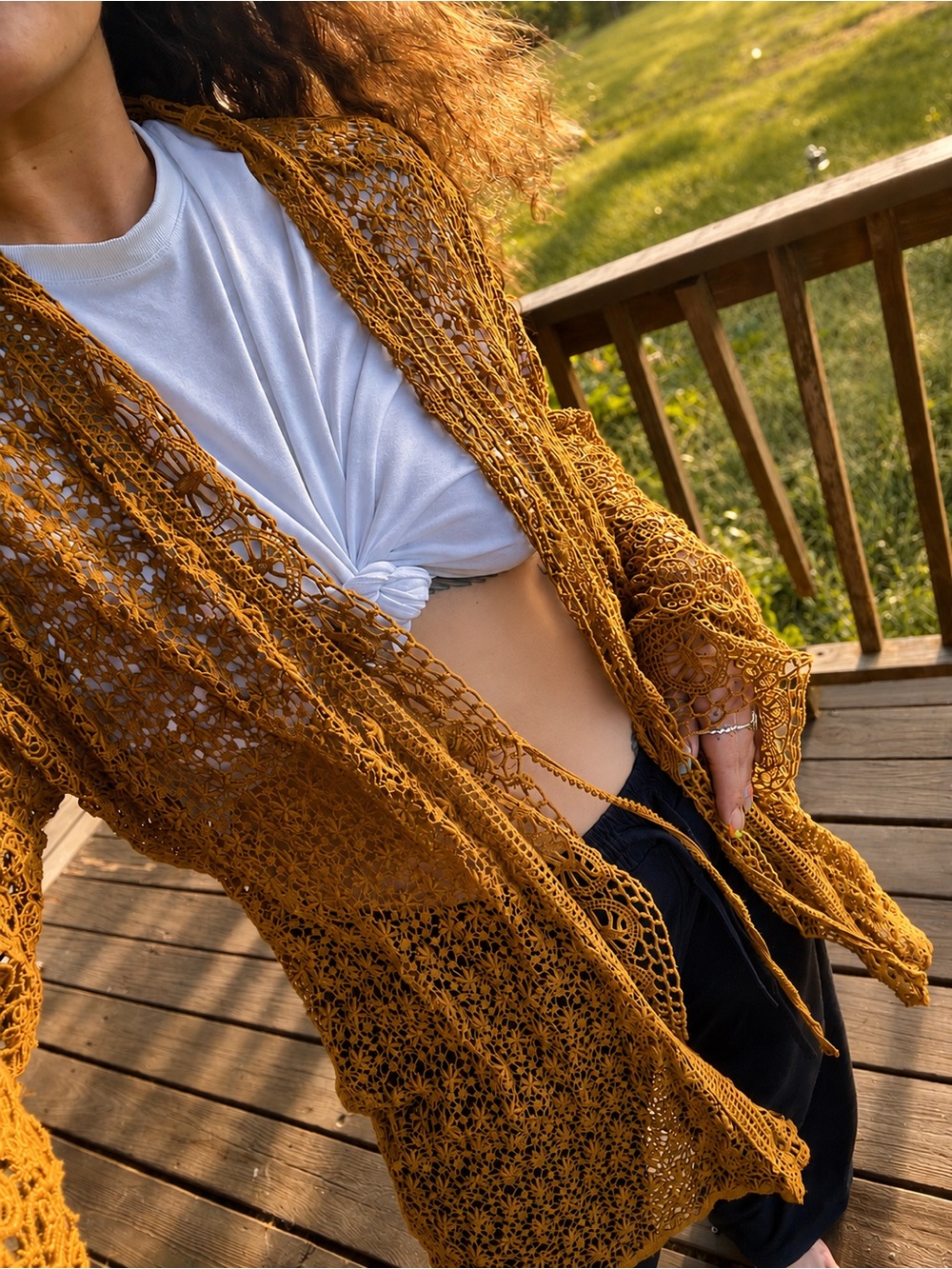 Mustard ✨ Johnny Was ✨ Crocheted Kimono | Rare Size 1X